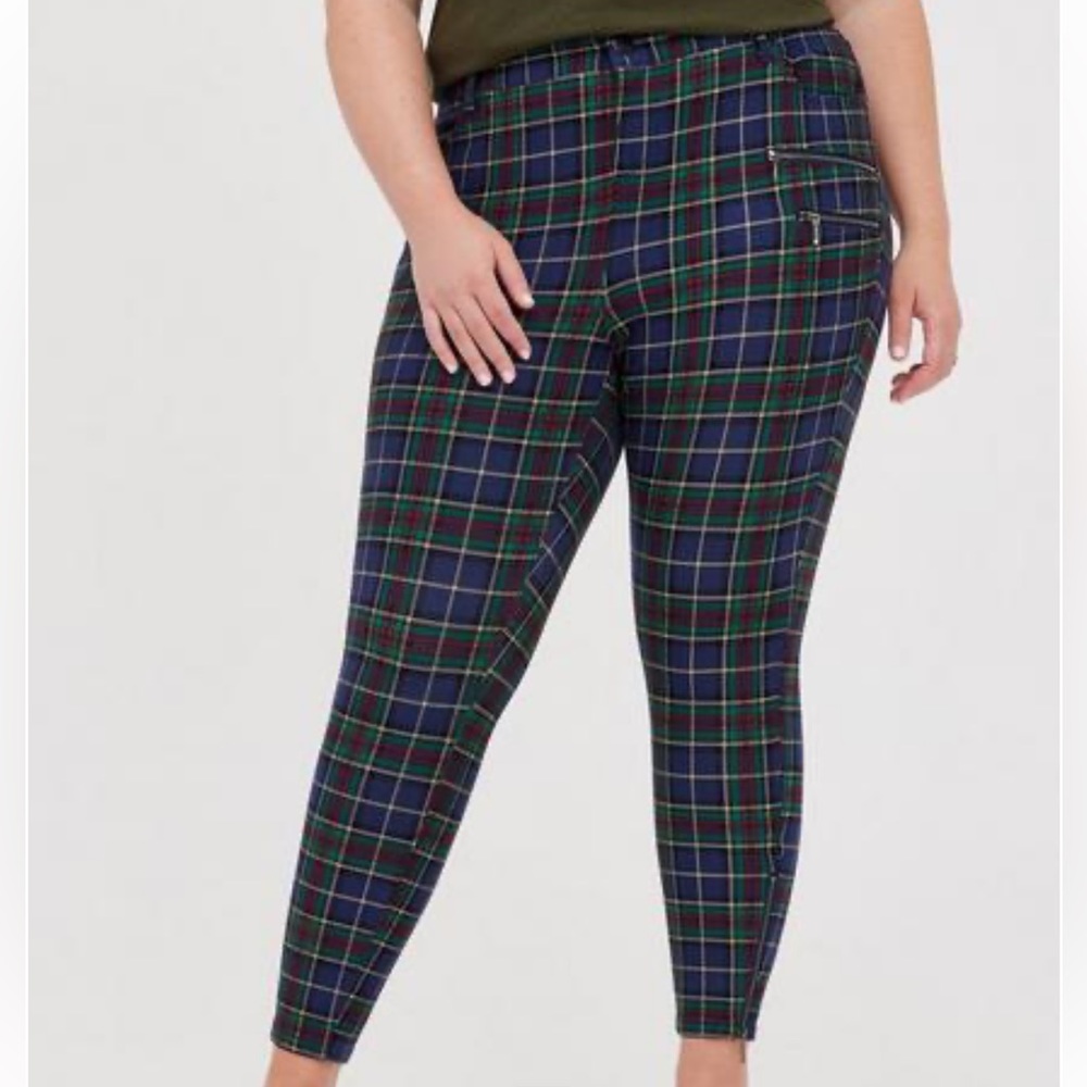 Torrid Plaid Skinny Studio Luxe Ponte Mid-Rise Zipper Pant
